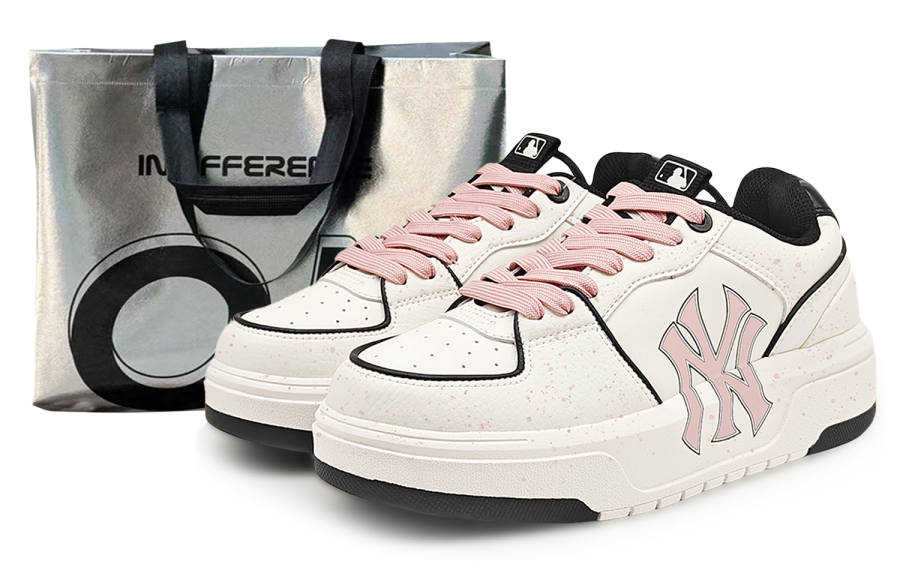 MLB Chunky Liner Abrasion Resistant Abrasion Resistant Low top Skateboard Shoes Unisex Pink White
