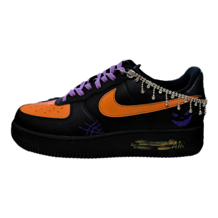 Nike Nike Air Force 1 Low Pumpkin Pie Leather Low top Skateboard Shoes Men's Black Orange