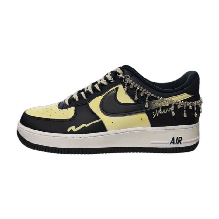 Nike Nike Air Force 1 'Panda Banana Pie Low top Skateboard Shoes Unisex Black White Yellow