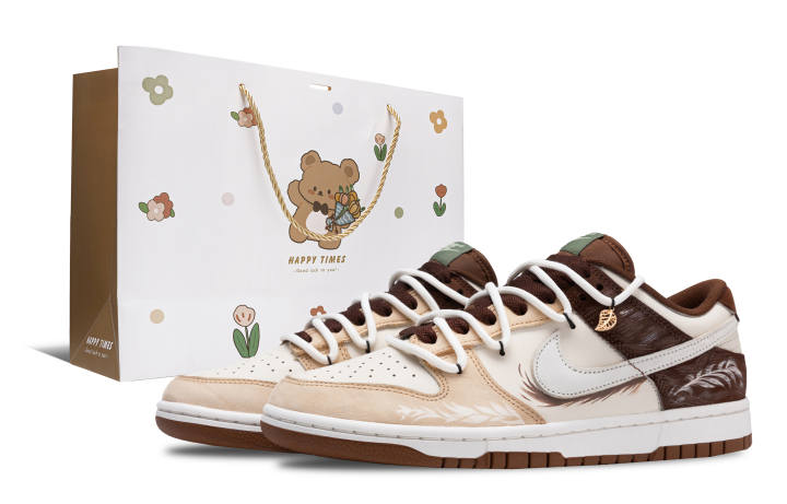 Nike Nike Dunk Rice Fragrance Slip Resistant Abrasion Resistant Low top Skateboard Shoes Unisex White Brown