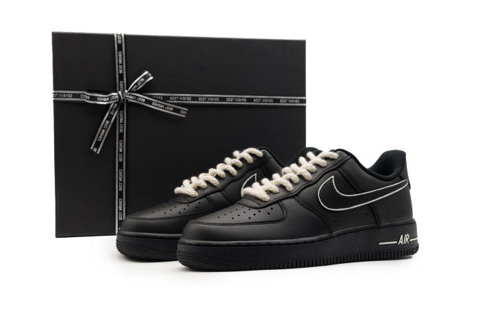 Nike Nike Air Force 1 Slip Resistant Abrasion Resistant Low top Skateboard Shoes Unisex Black White