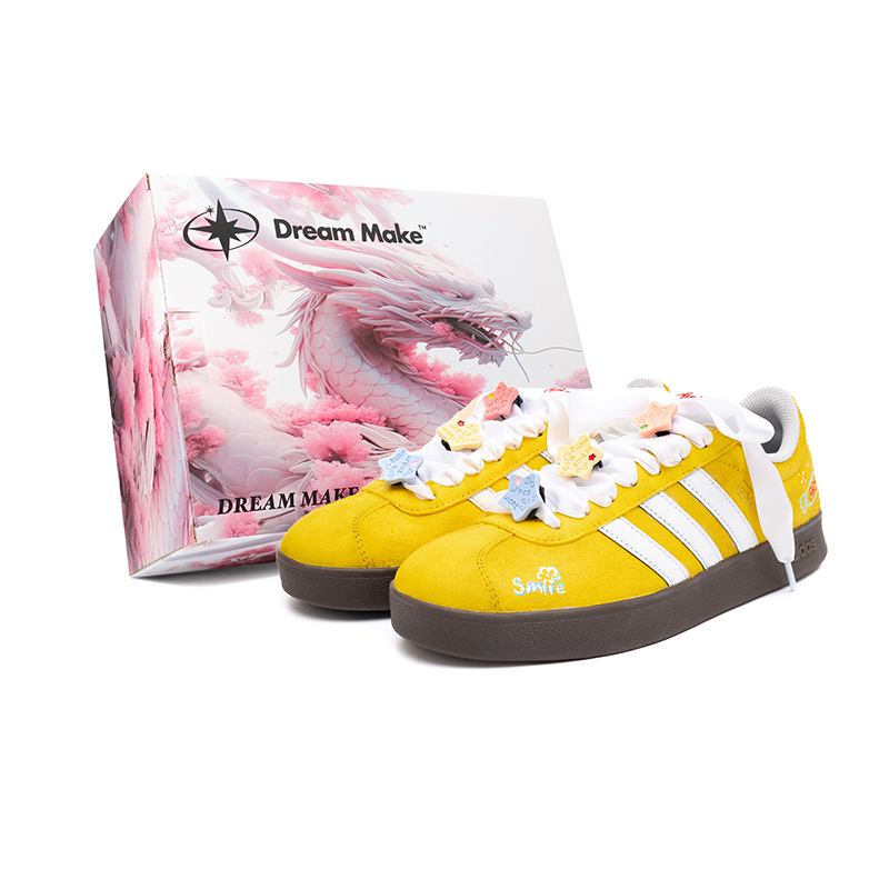 Adidas Adidas VL COURT 2.0 Lemon Milk Candies Abrasion Resistant Low top Skateboard Shoes Unisex Yellow