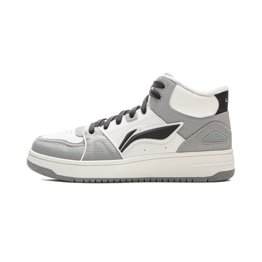 Li-Ning Li Ning Tianji HI Slip Resistant Cushioning Abrasion Resistant Mid top Skateboard Shoes Men's White Gray