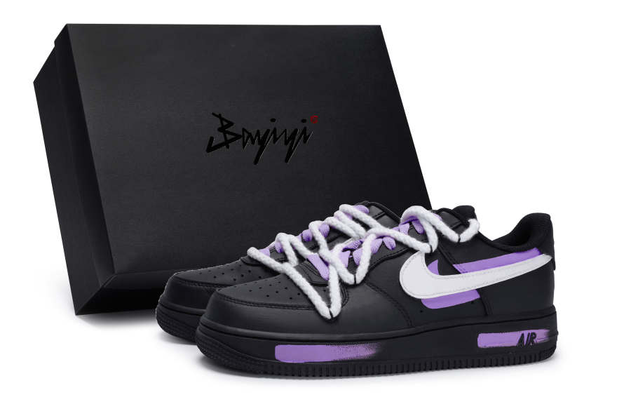 Nike Nike Air Force 1 Low top Skateboard Shoes Unisex Black White Purple