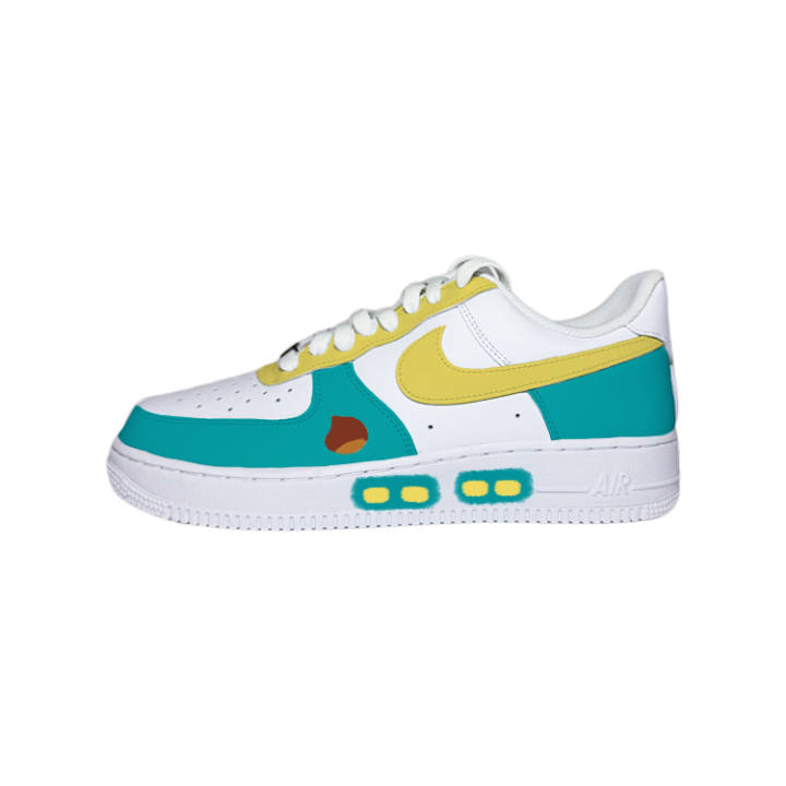 Nike Nike Air Force 1 07 Chestnut Leather Low top Skateboard Shoes Men's White Blue Yellow