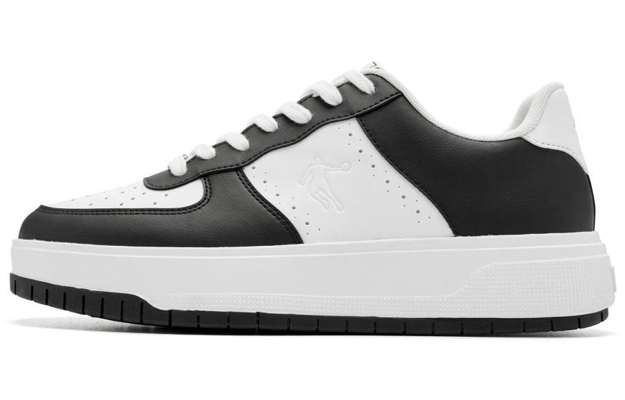 QIAODAN 5cm Skateboard Shoes Men's Low Top Black Jordan White
