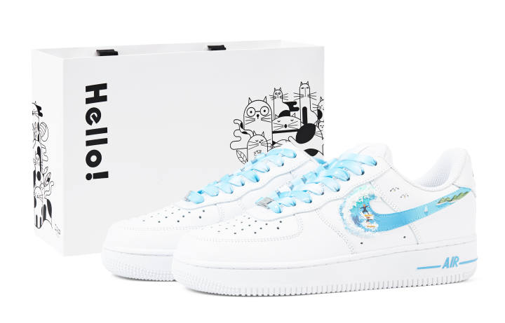 Nike Nike Air Force 1 Low top Skateboard Shoes Unisex White Blue