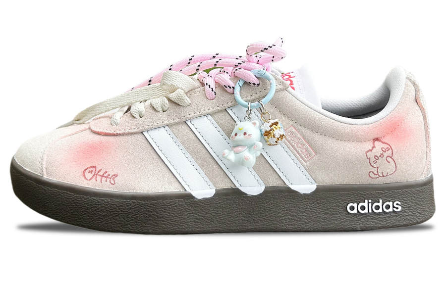 Adidas Adidas VL COURT 2.0 Abrasion Resistant Breathable Low top Skateboard Shoes Unisex Light Yellow