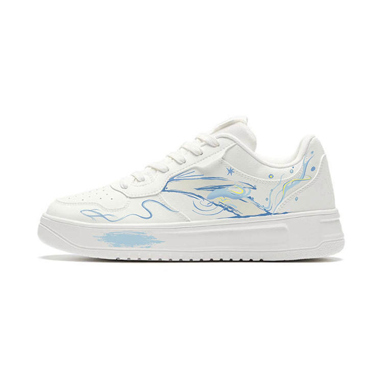 Anta Slip Resistant Abrasion Resistant Low top Skateboard Shoes Unisex White Blue