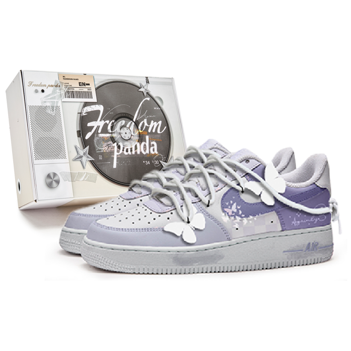 Nike Nike Air Force 1 Freedom Panda, Box, Dream Butterfly Slip Resistant Abrasion Resistant Low top Skateboard Shoes Unisex