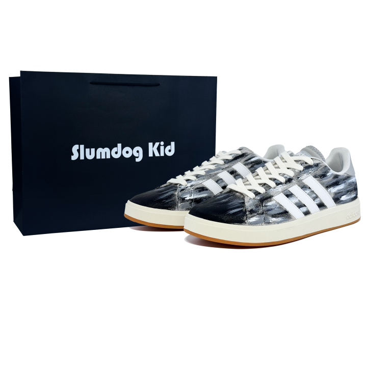 Adidas Adidas Grand Court Base 00s Low top Skateboard Shoes Unisex Black White Gray