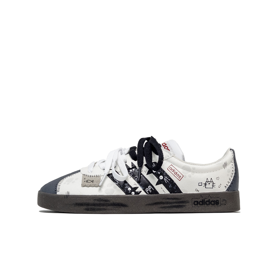 Adidas Adidas VL COURT 2.0 Mesh Feel, Playful Slip Resistant Abrasion Resistant Low top Skateboard Shoes Unisex Black White