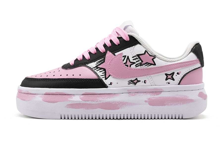 Nike Nike Court Vision 1 Cute Explosion Star Pink Wear resistant And Lightweight Low top Skateboard Shoes Unisex