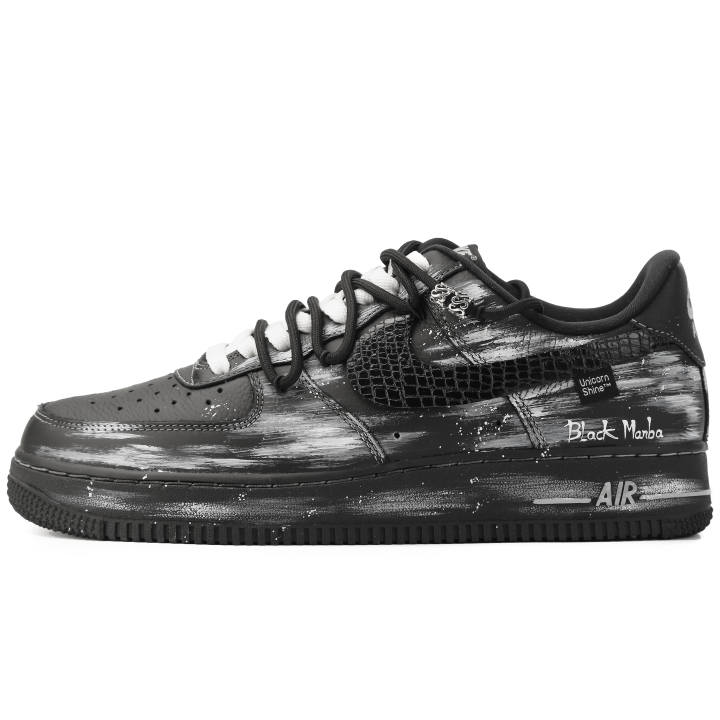 Nike Nike Air Force 1 Lv8 Dark Night Spirit Abrasion Resistant Low top Skateboard Shoes Unisex Black White