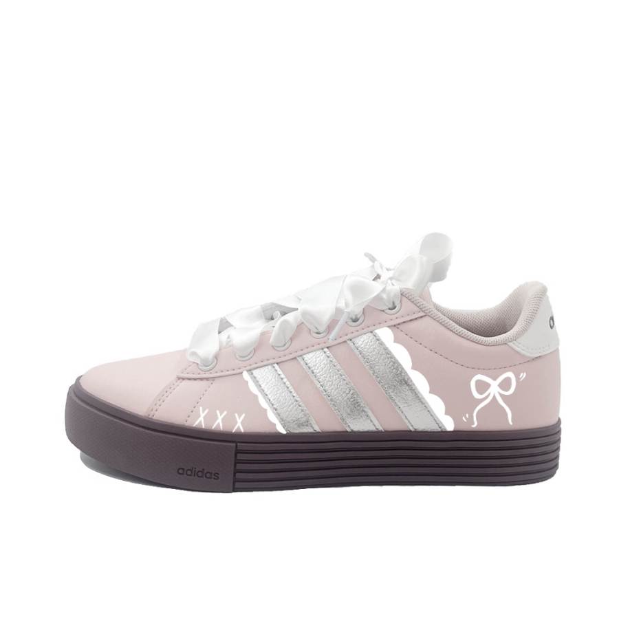 Adidas Adidas Daily 4.0 Silver Butterfly Abrasion Resistant Low top Skateboard Shoes Unisex Pink