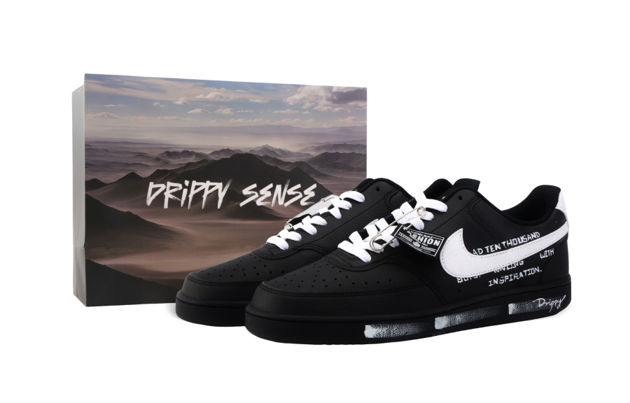 Nike Nike Court Vision 1 Drippy Silent Era Abrasion Resistant Low top Skateboard Shoes Unisex Black White
