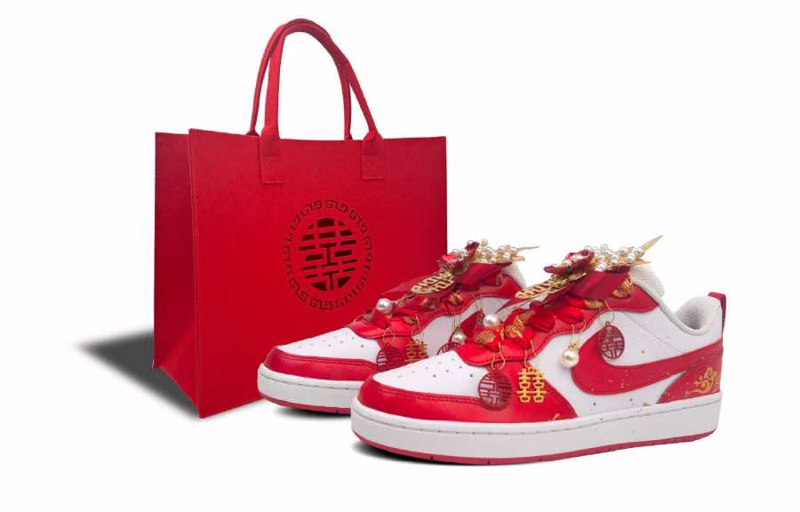 Nike Nike Court Borough 2 Abrasion Resistant Abrasion Resistant Low top Skateboard Shoes Women's Red White