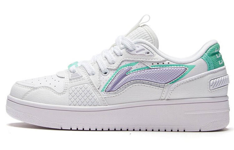 Li-Ning Li Ning Abrasion Resistant Slip Resistant Low top Skateboard Shoes Women's White Purple