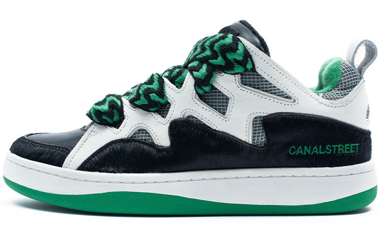 Kappa CANALSTREET x Kappa Collaboration, Puffy Shoes Low top Skateboard Shoes Unisex Black White Green