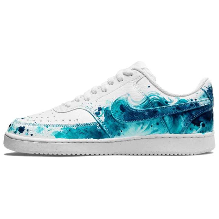 Nike Nike Court Vision 1 Blue Flame Ignites The Heart Abrasion Resistant Low top Skateboard Shoes Men's Blue Green White