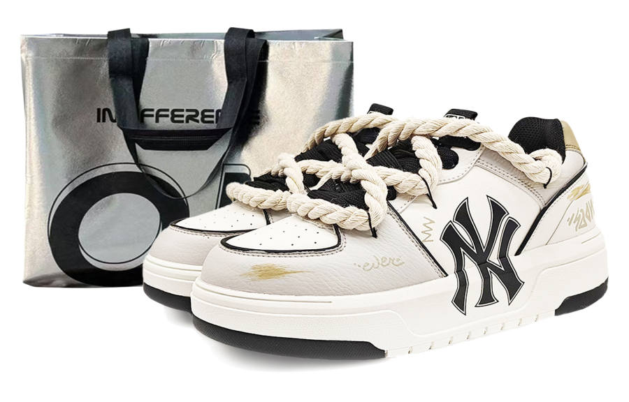 MLB Chunky Liner Abrasion Resistant Abrasion Resistant Low top Skateboard Shoes Unisex White Gray