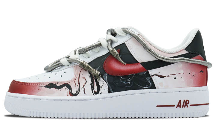 Nike Nike Air Force 1 Slip Resistant Abrasion Resistant Low top Skateboard Shoes Men's Black Red White