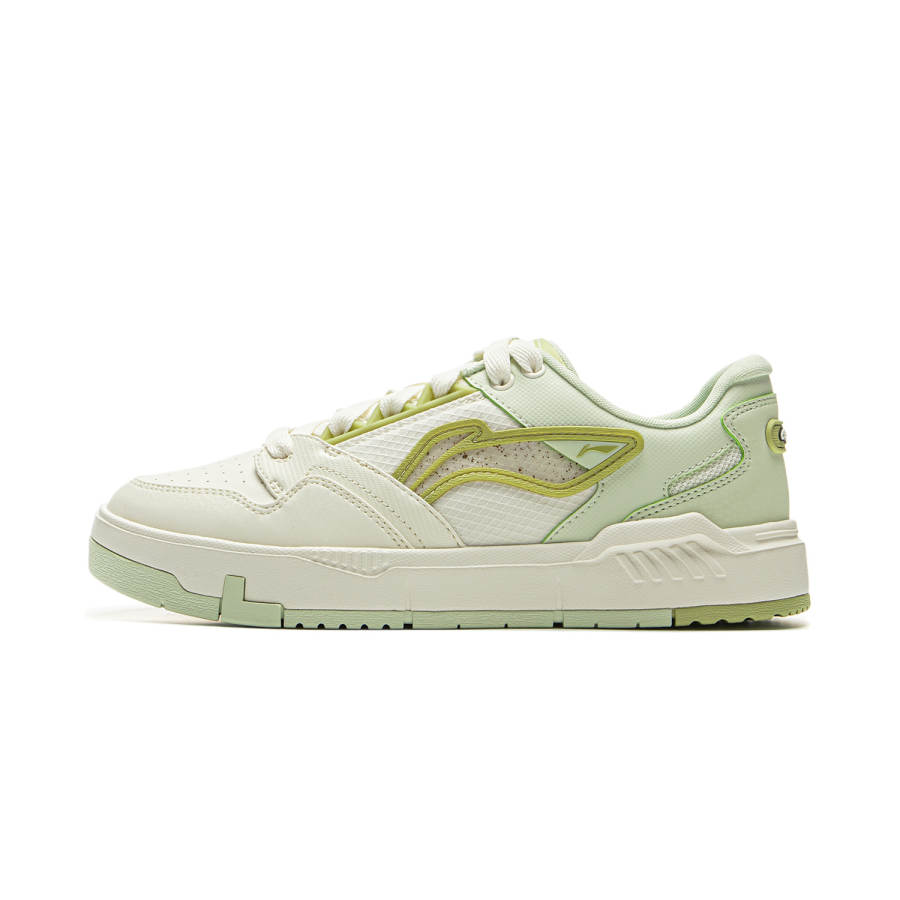 Li-Ning Li Ning COMMOM 80s Slip Resistant, Abrasion Resistant, Breathable Low top Skateboard Shoes Women's Beige White Green