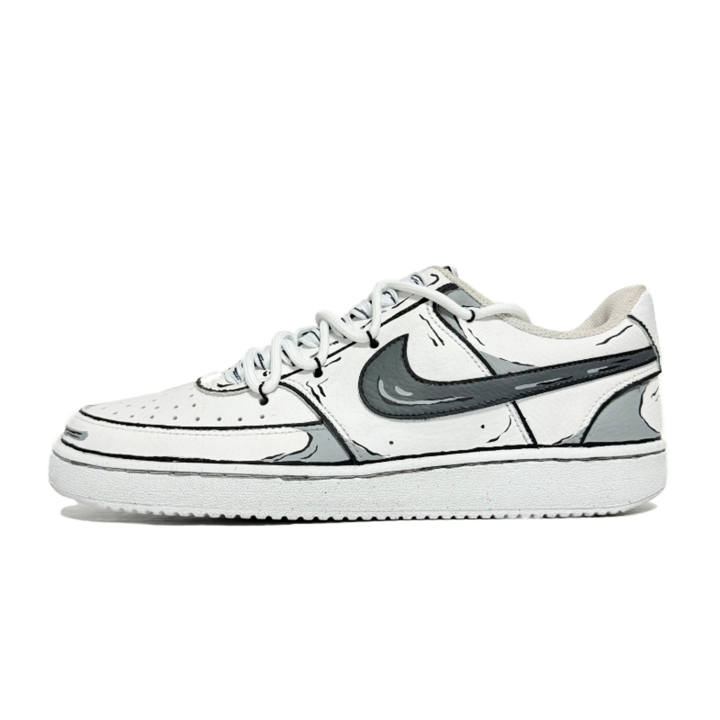 Nike Nike Court Vision 1 Lightweight Breathable Low top Skateboard Shoes Unisex Black White Gray