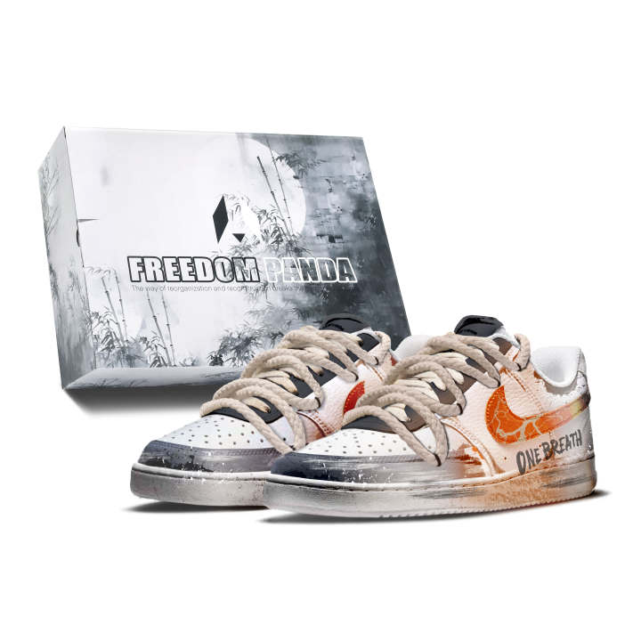 Nike Nike Court Vision Slip Resistant Cushioning Low top Skateboard Shoes Men's Black Orange