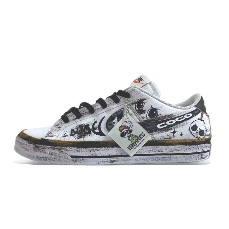 Nike Nike Court Legacy Red Eye Leather Wear resistant And Lightweight Low top Skateboard Shoes Men's White