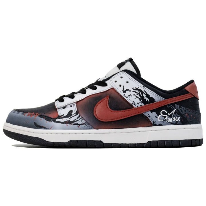 Nike Nike Dunk Industry Fire Treaty Abrasion Resistant Abrasion Resistant Low top Skateboard Shoes Unisex Black Red