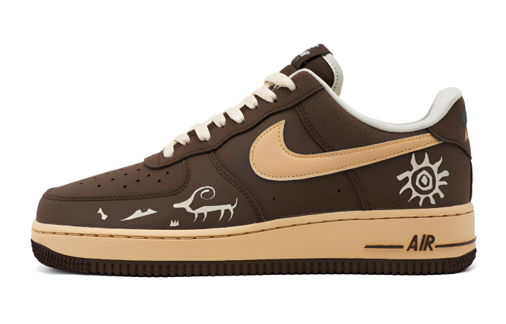 Nike Nike Air Force 1 Stone Password Coverage Abrasion Resistant Low top Skateboard Shoes Unisex Brown