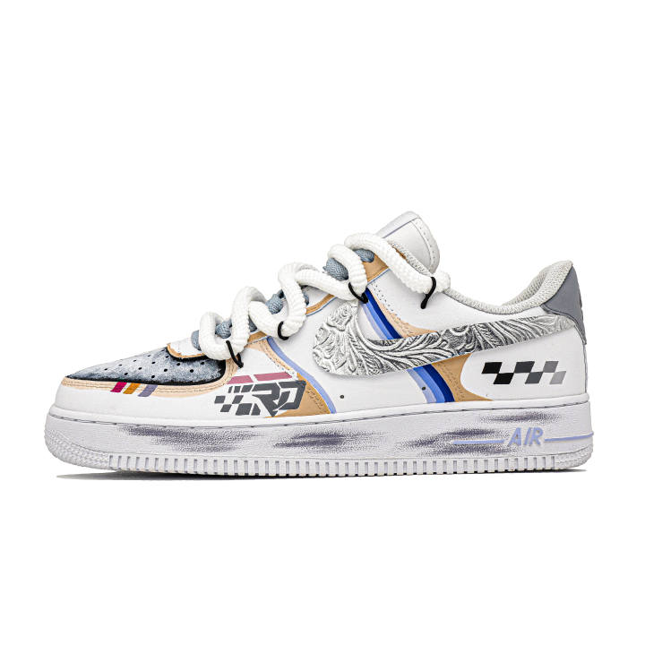 Nike Nike Air Force 1 Silver Vein Trail Abrasion Resistant Low top Skateboard Shoes Unisex White