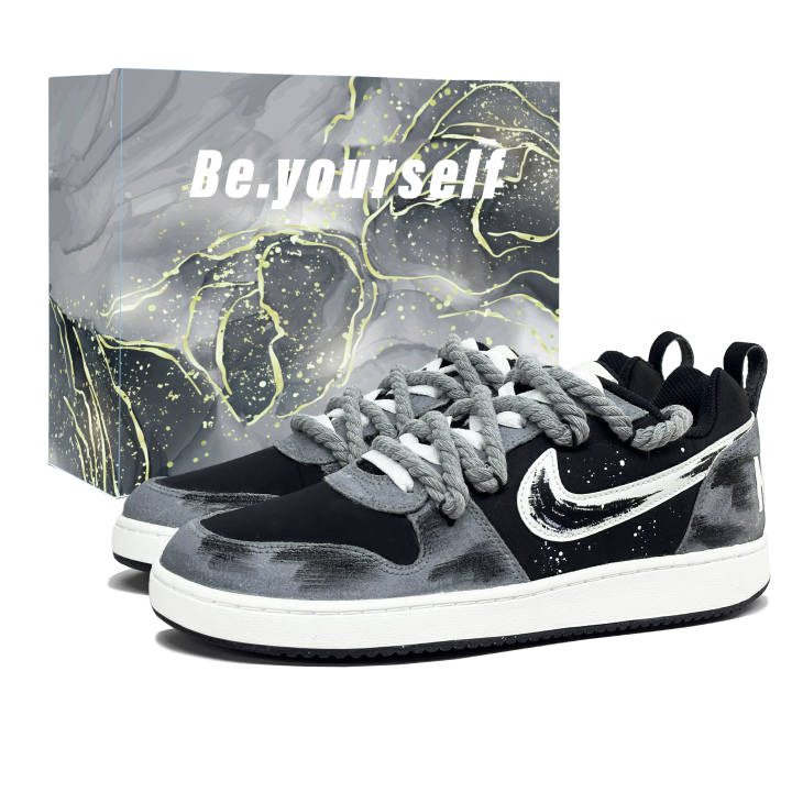 Nike Nike Court Borough Grayish Century Abrasion Resistant Abrasion Resistant Low top Skateboard Shoes Men's Black Gray