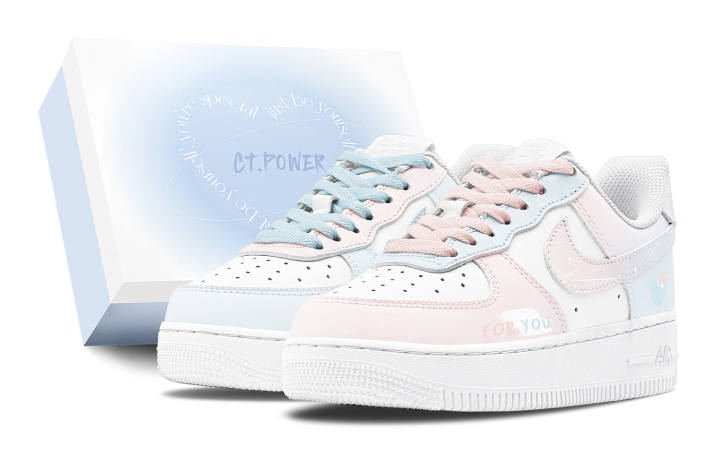 Nike Nike Air Force 1 Air Force 1 Low top Skateboard Shoes Women's Blue Pink
