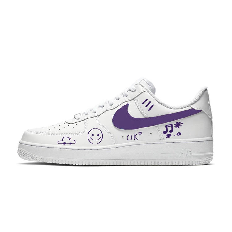Nike Nike Air Force 1 07 OK Low top Skateboard Shoes Men's White Purple