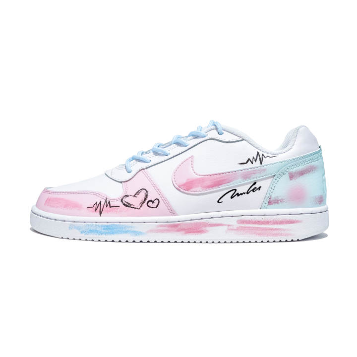 Nike Nike EBERNON Abrasion Resistant Lightweight Wear resistant And Lightweight Low top Skateboard Shoes Unisex Blue Pink