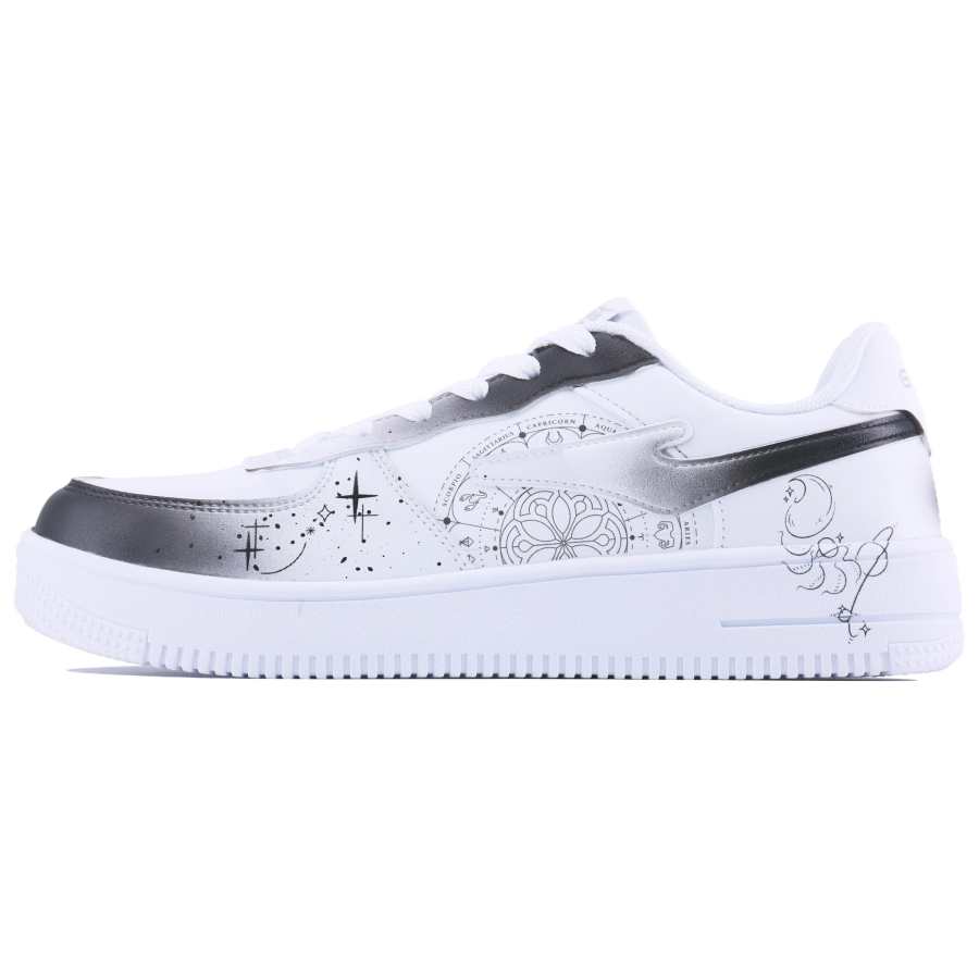 Erke Abrasion Resistant Breathable Low top Skateboard Shoes Unisex White Black