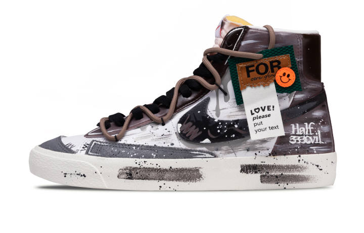 Nike Nike Blazer Seal Of Time Abrasion Resistant Mid top Skateboard Shoes Unisex Gray Coffee