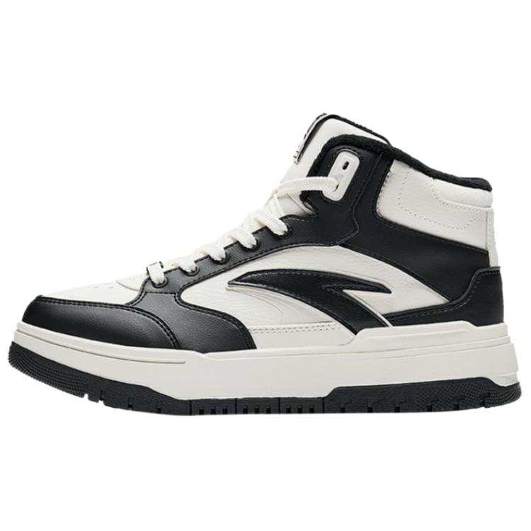 Anta 982 Fleece Lined Comfortable Fashion Thermal Slip Resistant High top Skateboard Shoes Women's Black White