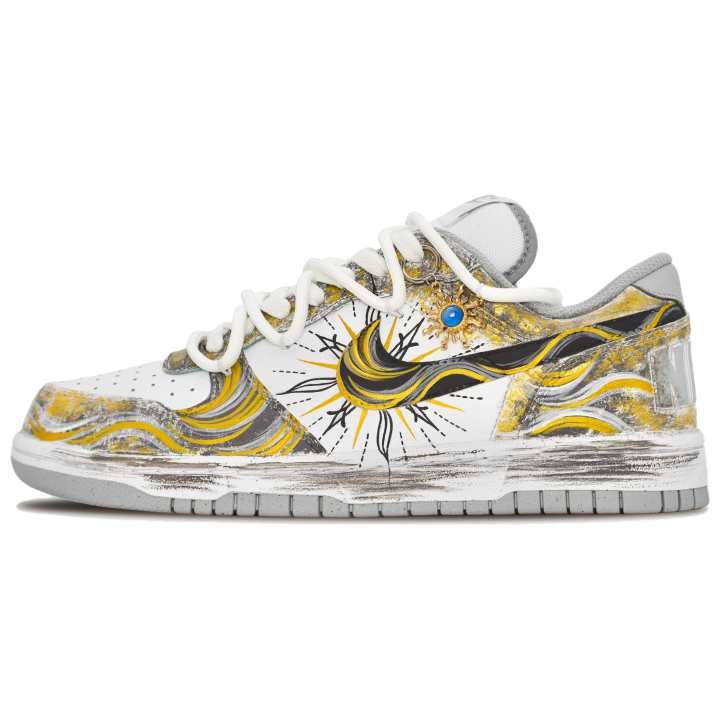 Nike Nike Big Sun God Abrasion Resistant Low top Skateboard Shoes Men's White Gold