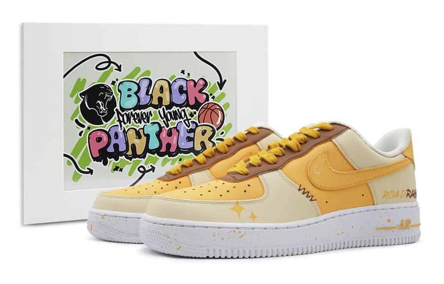 Nike Nike Air Force 1 Slip Resistant, Abrasion Resistant, Lightweight Low top Skateboard Shoes Women's Yellow Orange Brown