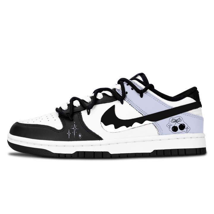 Nike Nike Dunk Black White, Urban Chic Style Cherry Abrasion Resistant Low top Skateboard Shoes Unisex Purple