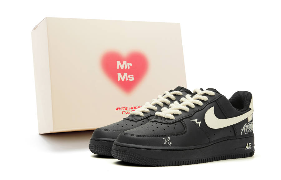 Nike Nike Air Force 1 Abrasion Resistant Slip Resistant Low top Skateboard Shoes Unisex Beige Black