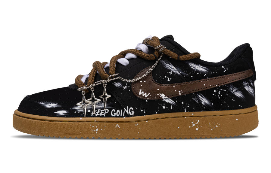 Nike Nike Court Vision 1 Infinite Silver Domain Cushioning, Wear Resistant Low top Skateboard Shoes Men's Black Brown