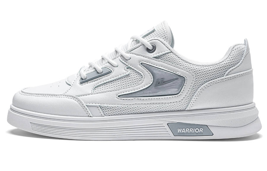 Warrior Slip Resistant, Abrasion Resistant, Breathable Low top Skateboard Shoes Men's White Gray