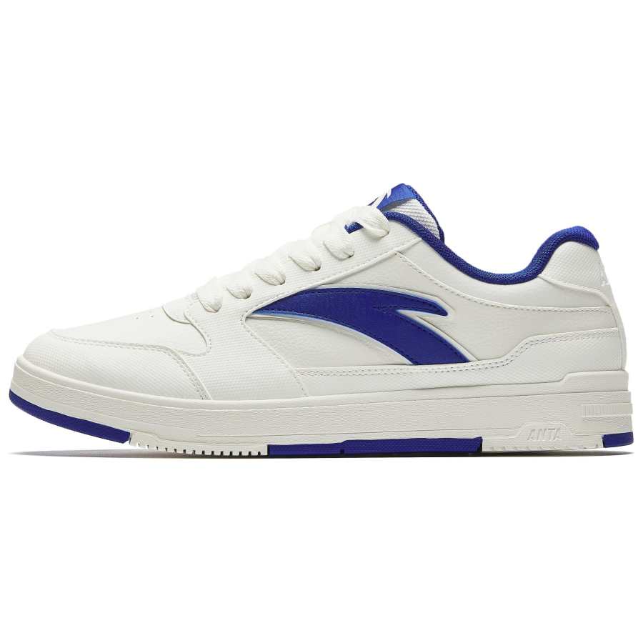 Anta Little Street Tough Anti Slip And Wear Resistant Height Increasing Low Top Skateboard Shoes Men's White Blue