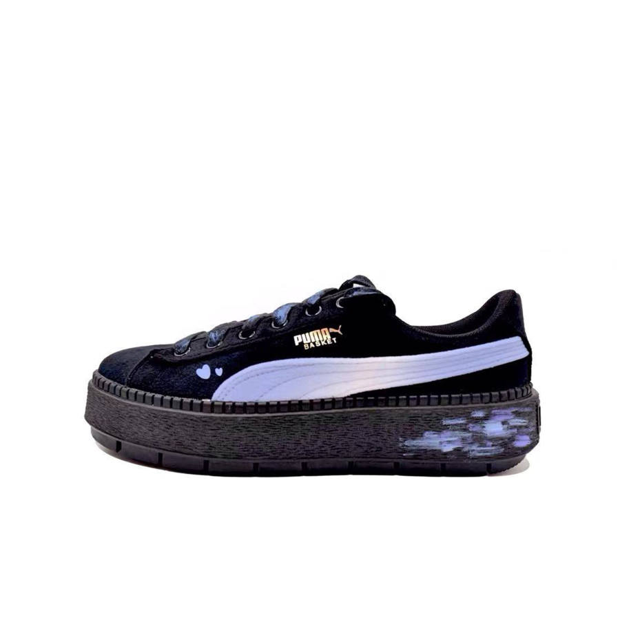 PUMA Platform Trace Slip Resistant Low top Skateboard Shoes Women's Black Blue