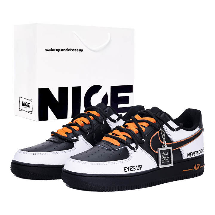 Nike Nike Air Force 1 Cushioning, Wear Resistant Low top Skateboard Shoes Unisex Black White