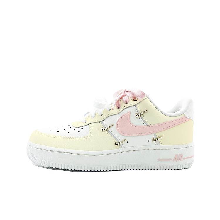 Nike Nike Air Force 1 Milkshake Sakura Pink Abrasion Resistant Low top Skateboard Shoes Women's White Yellow